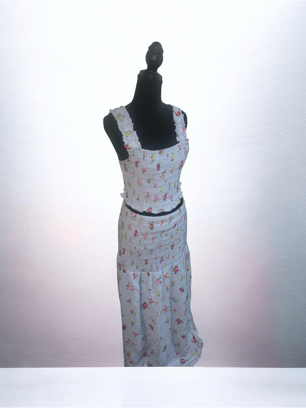 Motherhood Maternity White Floral Maxi Dress with Pink & Yellow Flowers